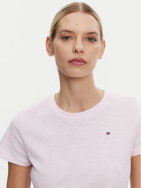 Tommy Hilfiger Tommy Hilfiger Тишърт Slub WW0WW44433 Розов Slim Fit