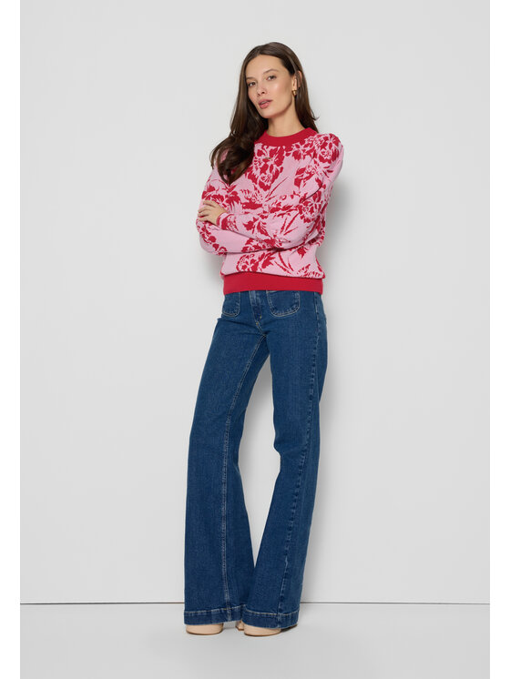 BIZUU BIZUU Sweter FLORIA Różowy Standard Fit