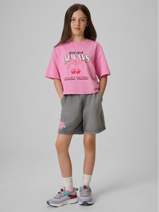 4F 4F T-Shirt 4FJRAW26TTSHF4239-56S Różowy Boxy Fit