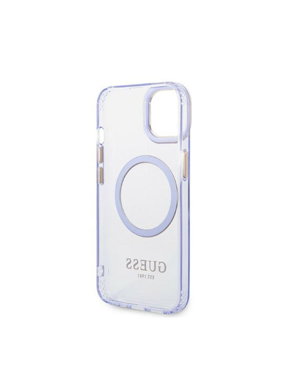 Guess Guess Etui na telefon Gold Outline Translucent MagSafe Fioletowy