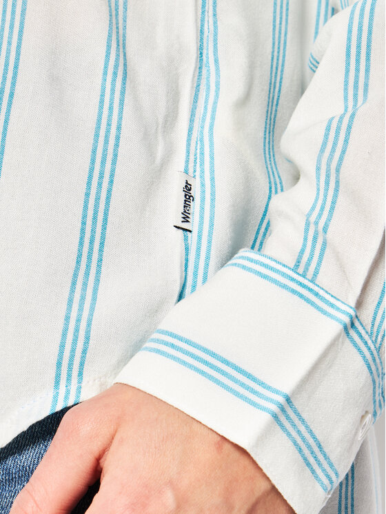 Wrangler Wrangler Koszula Stripe W5R6TIB13 112130318 Biały Regular Fit