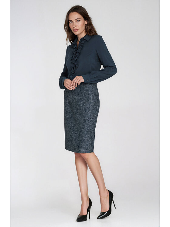 NIFE NIFE Midi sukně SP96 Tmavomodrá Slim Fit