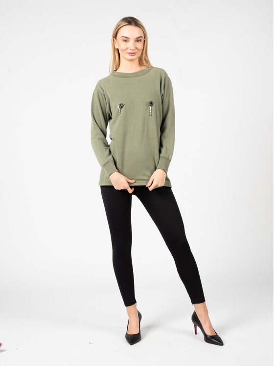 PINKO PINKO Felpa 1S100B Y7QQ Verde Oversize