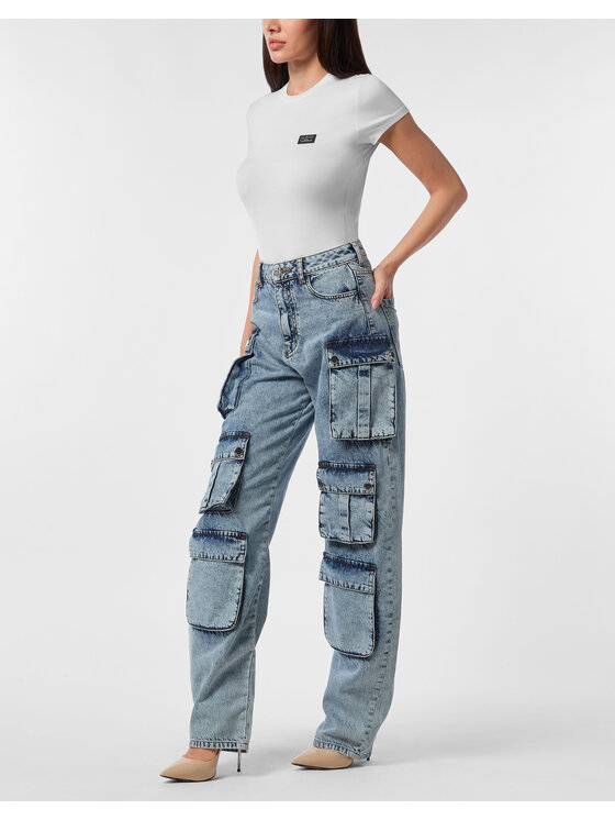 PHILIPP PLEIN PHILIPP PLEIN Jeansy 24731 Niebieski jasny Cargo Fit