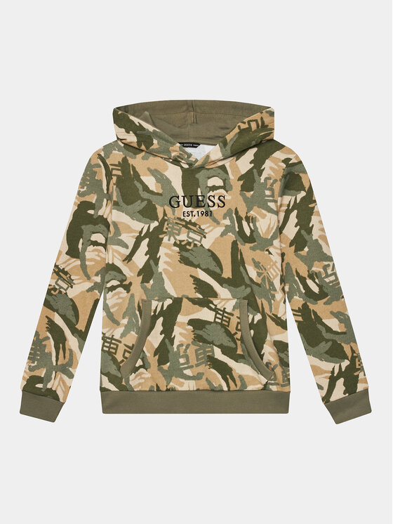 Guess Guess Μπλούζα Hooded Ls L4RQ05 KA6R3 Χακί Regular Fit