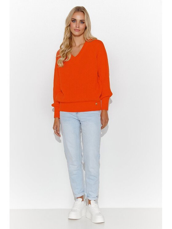 Makadamia Makadamia Sweter S140 Pomarańczowy Regular Fit