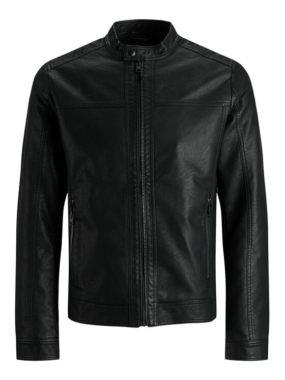 Jack & Jones Jack & Jones Bunda z imitace kůže 12182461 Černá Regular Fit