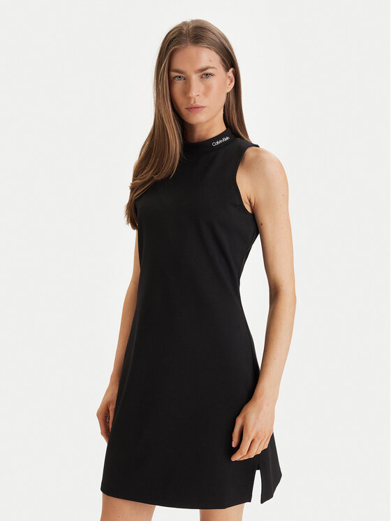 Calvin Klein Jeans Rochie de zi Interlock Mock LV047F260G Negru Slim Fit
