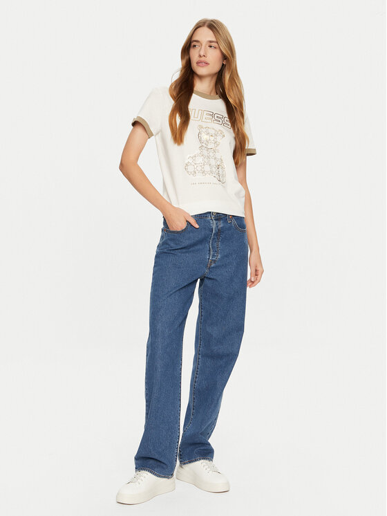 Guess Guess Marškinėliai V4BI02 K8FQ4 Écru Regular Fit