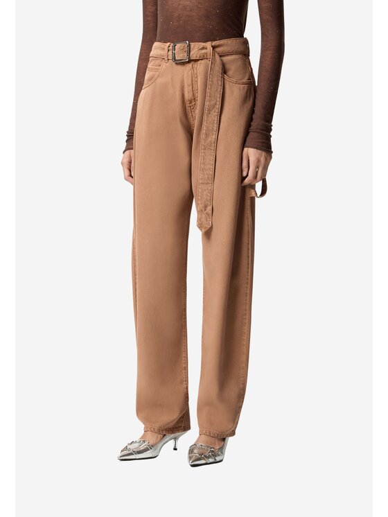 PINKO PINKO Bryczesy Eloisette belt egg Beżowy Regular Fit
