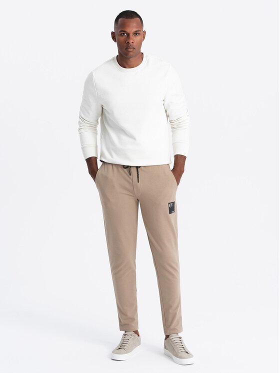 Ombre Ombre Spodnie dresowe OM-PASK-0167 Brązowy Regular Fit