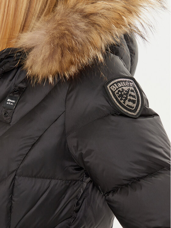 Blauer Blauer Pehelykabát 24WBLDC03051 006047 Fekete Regular Fit