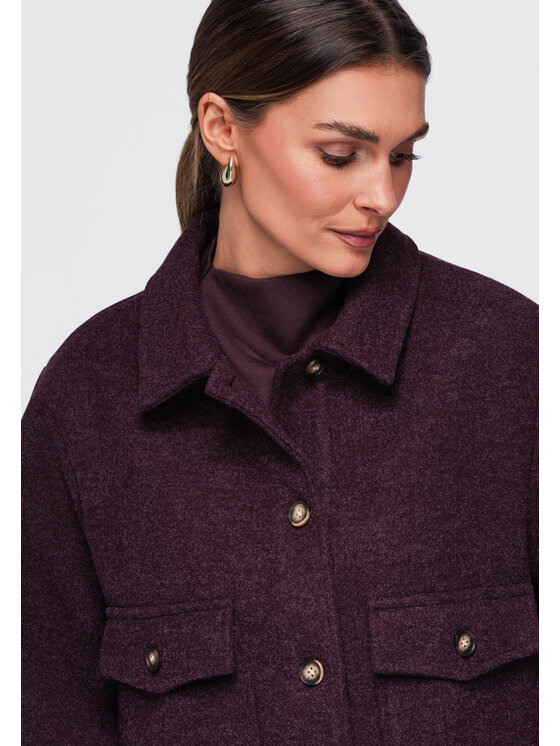 Ombre Ombre Kurtka przejściowa OW-JANP-0140 Bordowy Relaxed Fit