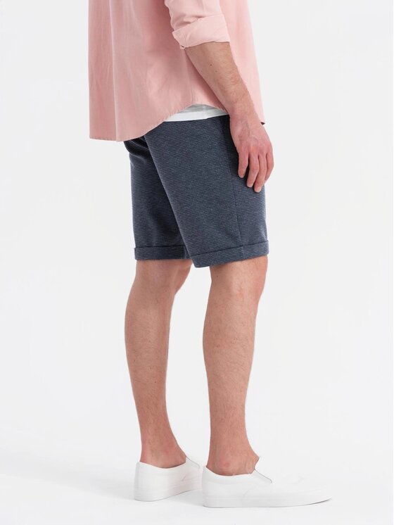 Ombre Ombre Szorty materiałowe OM-SRCS-0177 Granatowy Regular Fit