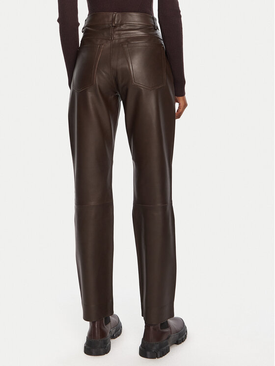 Marella Marella Pantaloni di pelle Doroty 2523436014 Marrone Straight Fit