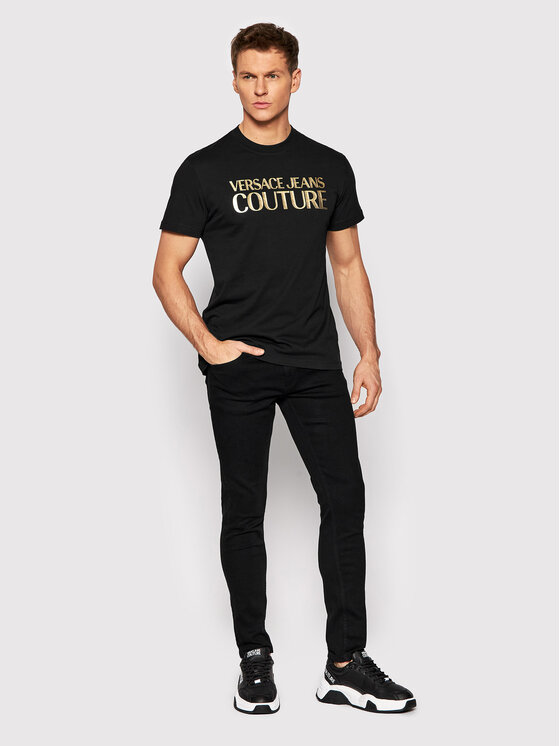 Versace Jeans Couture Versace Jeans Couture Tričko 72GAHT01 Čierna Regular Fit