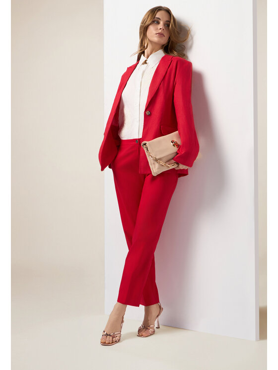 Oltre Oltre Pantaloni di tessuto P066R008590N016 Rosso Regular Fit