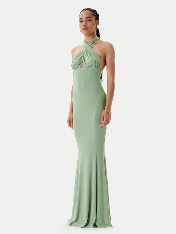 NORMA KAMALI NORMA KAMALI Sukienka wieczorowa KK1253PLO68835 Zielony Slim Fit