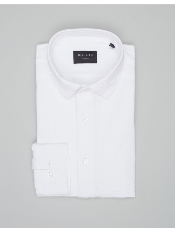 Borgio Borgio Koszula ATELLA Biały Slim Fit