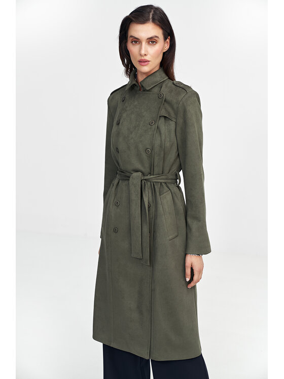 NIFE Płaszcz przejściowy PL22 Zielony Regular Fit | Modivo.pl