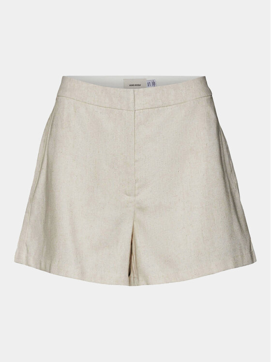 Vero Moda Vero Moda Šortky z materiálu Florence 10306692 Écru Regular Fit