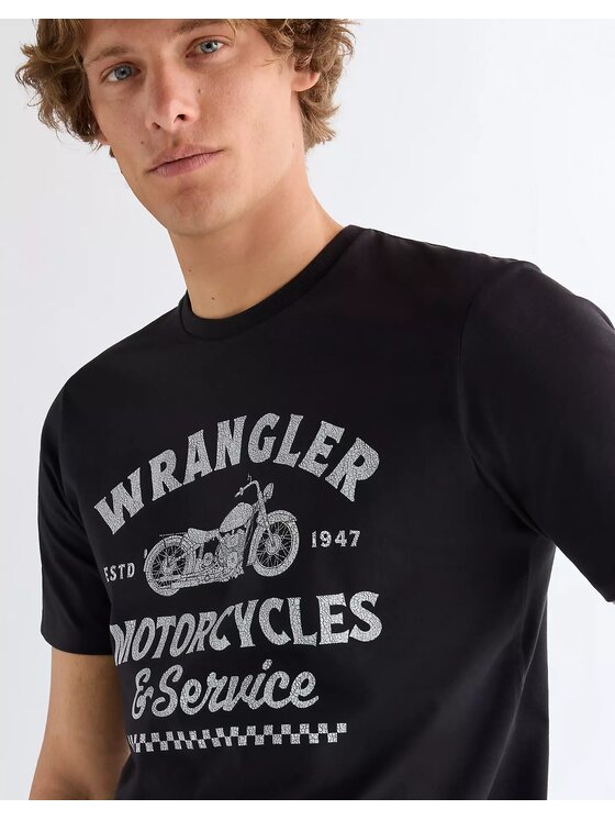 Wrangler Wrangler T-Shirt AMERICANA TEE Czarny Regular Fit