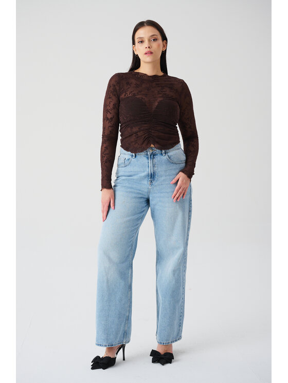 ROSE AVENUE ROSE AVENUE Bluzka BLUZKA KORONKOWA ZORA Brązowy Regular Fit