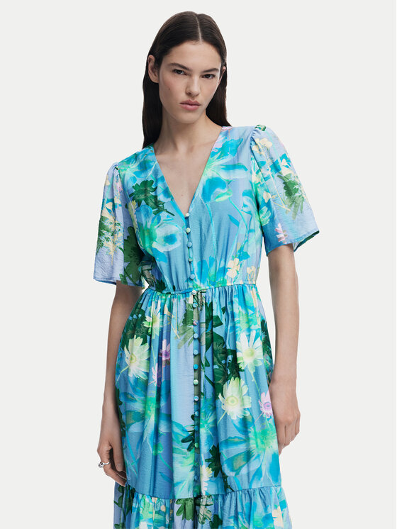 Desigual Desigual Rochie tip cămașă Nancy 25SWVW18 Albastru Regular Fit
