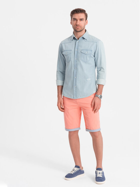 Ombre Ombre Šortky z materiálu W421 Růžová Regular Fit