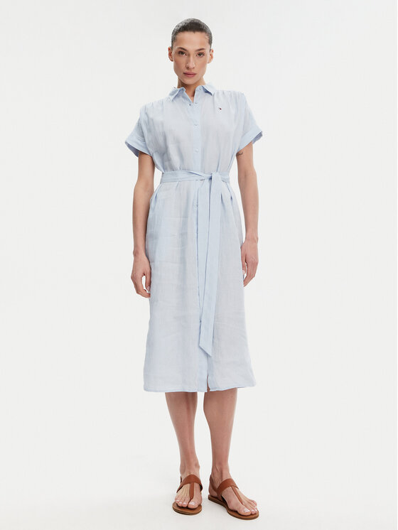 Tommy Hilfiger Tommy Hilfiger Rochie tip cămașă Ess WW0WW44653 Albastru celest Regular Fit