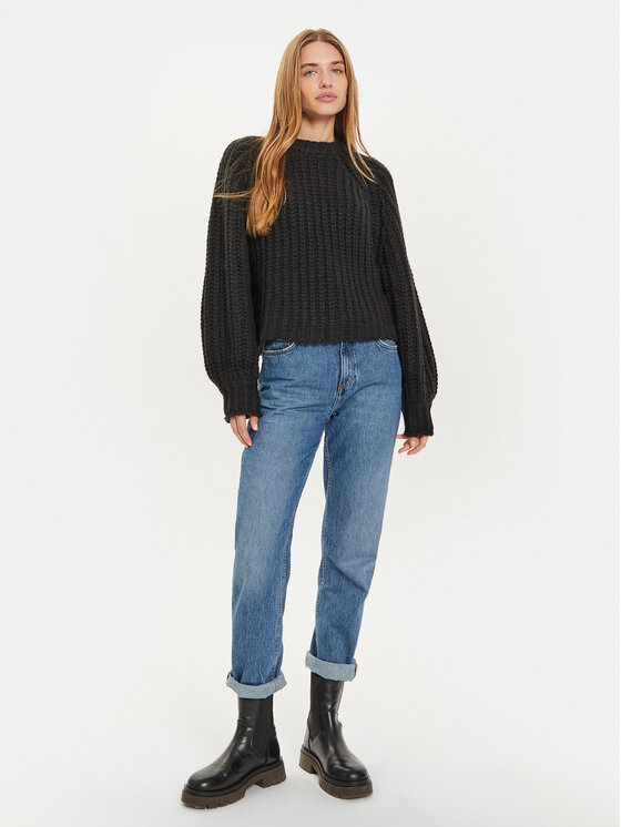 Wrangler Wrangler Πουλόβερ 112356480 Μαύρο Relaxed Fit