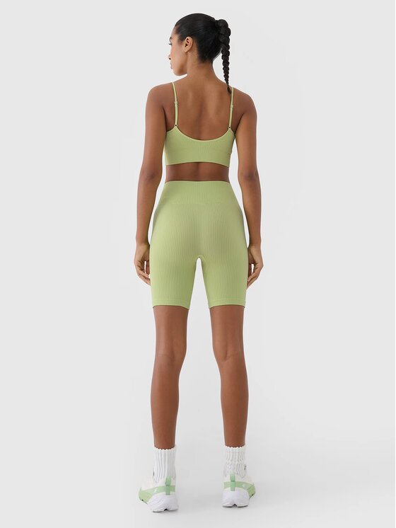 4F 4F Cyklistické šortky 4FWSS25TFSTF014-42S Zelená Slim Fit