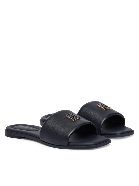 Tommy Hilfiger Tommy Hilfiger Nazouváky Th Logo Hardware Leather Mule FW0FW09292 Tmavomodrá