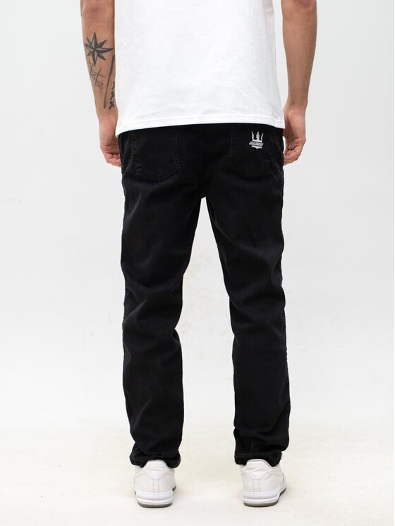 Jigga Wear Jigga Wear Jeansy Proste Klasyczne na gumce 131182 Czarny Regular Fit