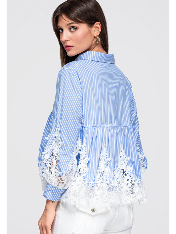 Ombre Ombre Koszula OW-SH-E0046 Niebieski Loose Fit