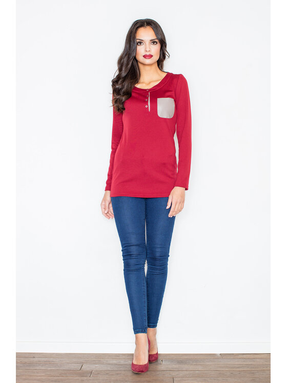 FIGL FIGL Μπλουζάκι M156 Μπορντό Regular Fit