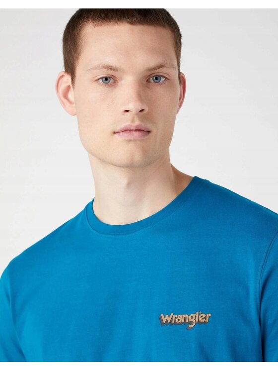 Wrangler Wrangler T-Shirt Graphic Logo Tee Niebieski Regular Fit
