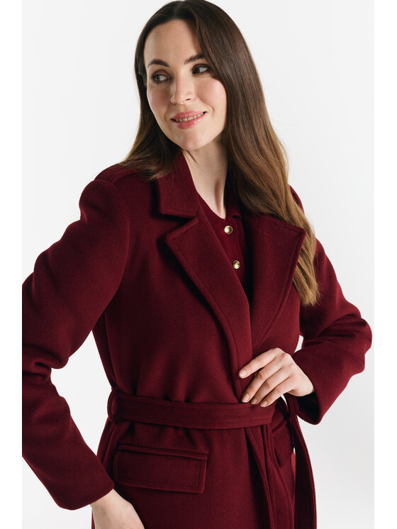 Salme Salme Płaszcz wełniany Liliana Bordowy Regular Fit