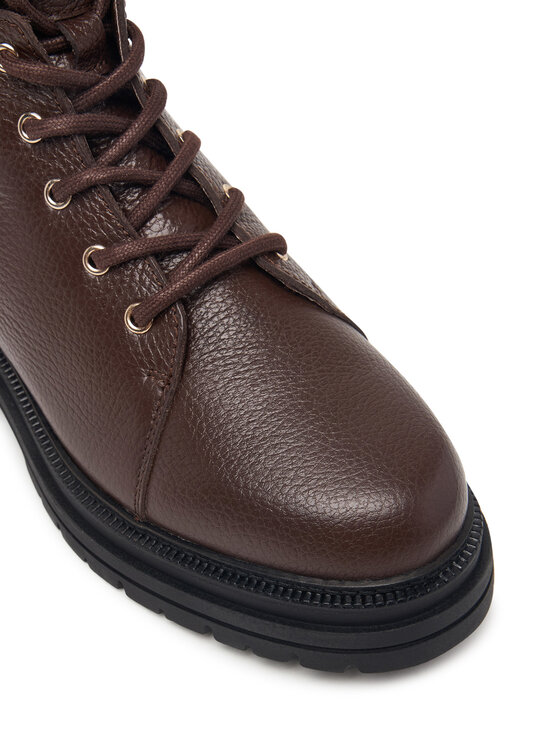 Tommy Hilfiger Tommy Hilfiger Зимни обувки Th Emboss Grain Leather Boot FW0FW09553 Кафяв