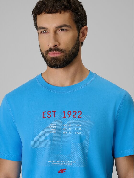 4F 4F Tričko 4FRSS26TTSHM4039-33S Modrá Regular Fit