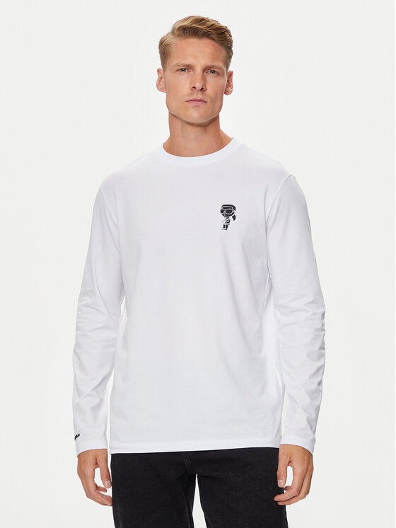 KARL LAGERFELD Longsleeve krekls 755405 543221 Balts Slim Fit