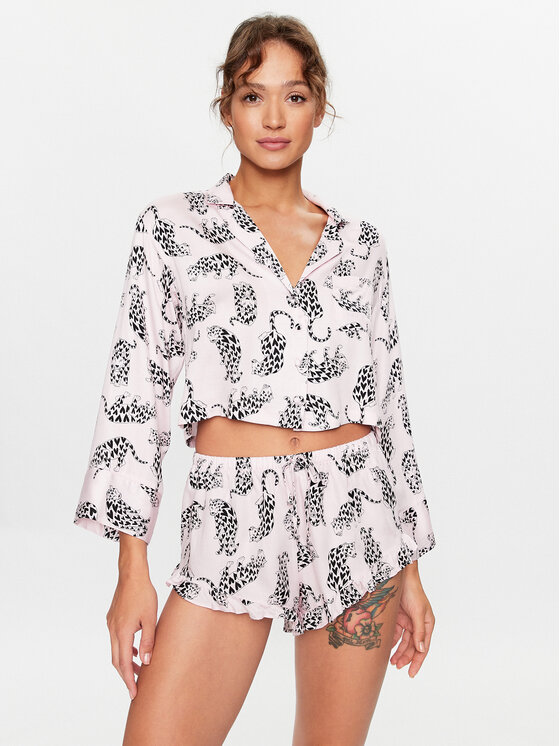 Hunkemoller Pyjama T Shirt 203159 Rosa Comfortable Fit Modivo
