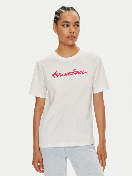 Vila Vila T-Shirt Sybil 14097444 Λευκό Regular Fit