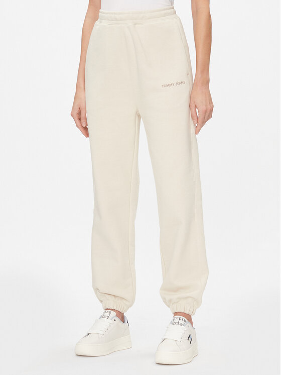 Tommy Jeans Teplákové nohavice Classics DW0DW17309 Écru Relaxed Fit
