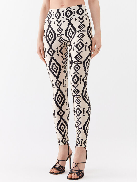 Elisabetta Franchi Colanți PA-075-32E2 Écru Slim Fit Colanți imagine noua