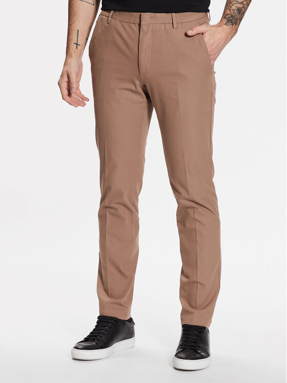 Boss Bavlnené nohavice Kaito1_T 50487754 Béžová Slim Fit