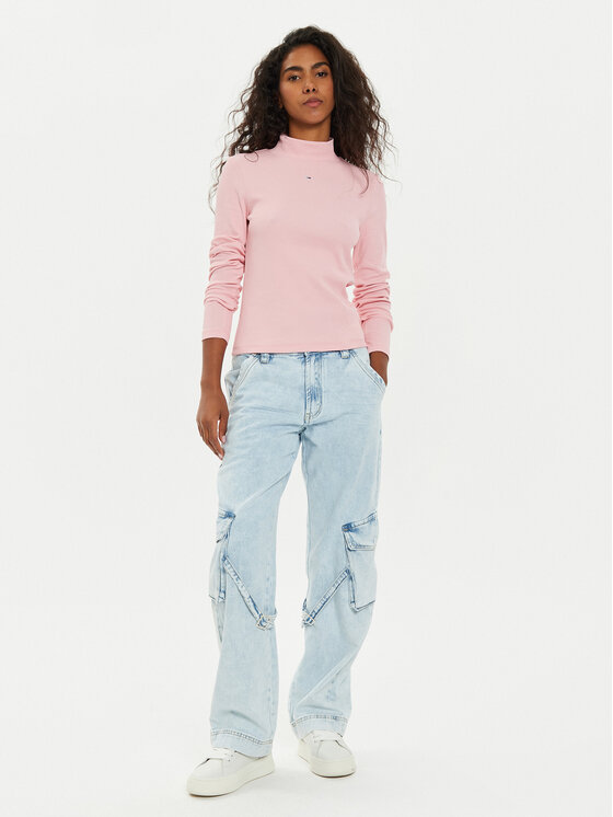 Tommy Jeans Tommy Jeans Bluse Tjw Essential Mock Neck DW0DW19830 Rosa Slim Fit
