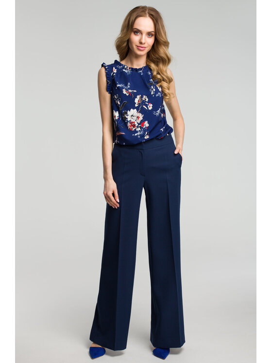 Made of Emotion Made of Emotion Dámske nohavice M378 Tmavomodrá Basic Fit