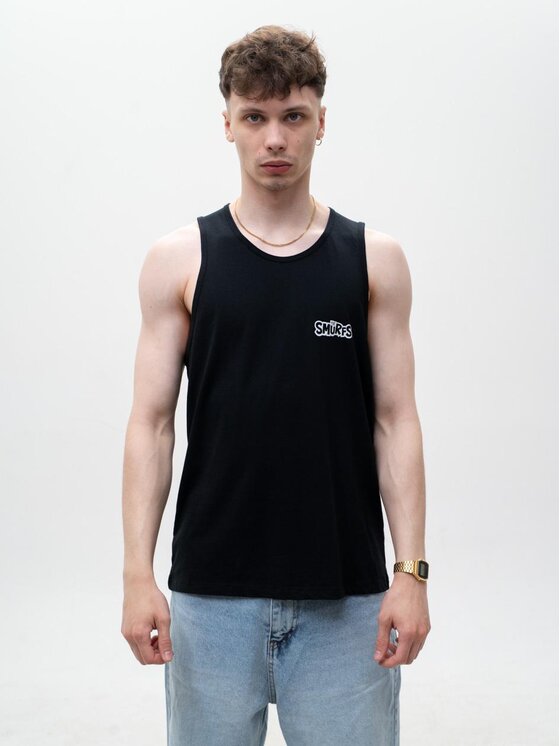 Smerfy Smerfy Tank top Męski Czarny Smerfy Full Moon Smerfy Gargamel Bezrękawni M Czarny Regular Fit