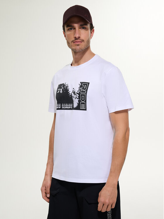 4F 4F T-Shirt WHEEL & WAVE Biały Relaxed Fit
